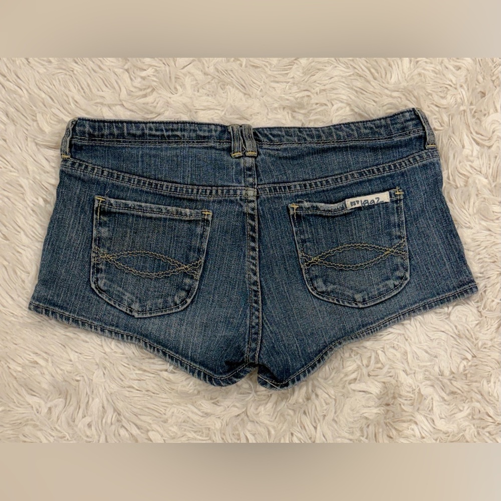 Abercrombie Kids Girls’ Micro Denim Drawstring Shorts 16 Stretch Low Rise Y2K - Picture 3 of 4